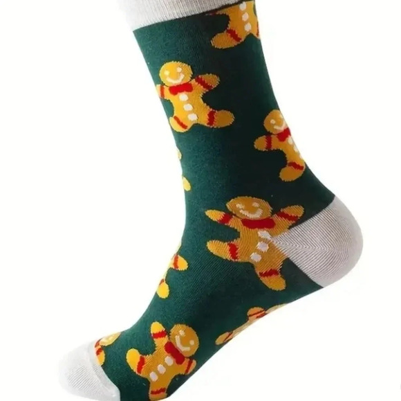 🐾New 1 pair of unisex long socks gingerbread man - Picture 1 of 7